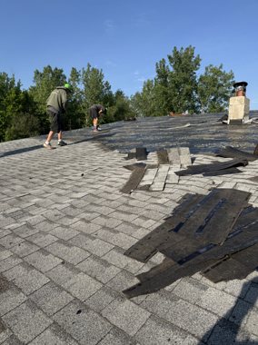 Roof tear-off in progress — TNE Roofing & Siding